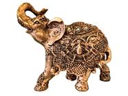 Elefante indiano da Sorte resina Ouro Velho 18 cm fortuna