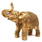 Elefante Indiano Grande Cor Ouro Envelhecido Resina