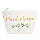 ElegantPark Maid of Honor Dama de Honra Bolsa Cosmética Viagem Bolsa de Maquiagem para Mulheres Presentes de Chuveiro de Noiva Bolsa de Festa de Casamento Zíper Canvas