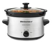 Elite Gourmet MST-275XS  Fogão lento oval elétrico, temperatura ajustável, entradas, molhos, ensopados e molhos, tampa de vidro e vasilha para lava-louças (2 litros, aço inoxidável)