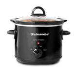 Elite Gourmet Panela Elétrica Slow Cooker 3 Qt com Tampa de Vidro (Preta)