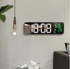 Elvaesther Relógio de parede digital de LED, grande despertador de parede de tela grande, visor de umidade e temperatura