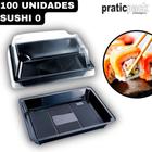 Embalagem Plástica Retangular Combinado Lanche Sushi 0 Praticpack - 17x12x4,5cm - CX 100 Unidades