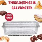 Embalagem Retangular Galvanotek GA18 com Tampa Articulada Praticidade e Qualidade 100 Unid