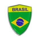 Emblema Escudo Do Brasil Com Moldura Cromada 6 Cm x 4,5 cm