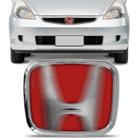 Emblema Grade Dianteira Honda Civic 2004 2005 2006 Fit 2004 2005 2006 2007 2008 Cromado e Vermelho