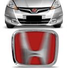 Emblema Grade Dianteira New Civic 2007 a 2011 New Fit 2009 a 2014 Cromado e Vermelho Black Series