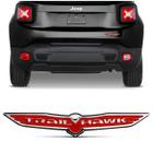 Emblema Letreiro Jeep Renegade Trailhawk Wrangler Cromado e Vermelho Porta Malas