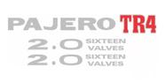 Emblemas Pajero Tr4 2.0 Sixteen Valves Prata Mitsubishi (kit 3 Peças)