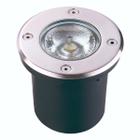 Embutido de Solo LED 12W Inox Cromado Redondo Luz Branco Quente Bivolt Luminatti