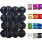 Emopeak 24Pcs Bolas de Natal Enfeites para a árvore de Natal - 4 estilo à prova de quebra de árvores de Natal Decorações Bola suspensa para a decoração da festa de casamento de férias (1.3 "/ 3.2CM, preto)