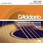 Encordoamento D'ADDARIO em Bronze para Violão Aço em Fósforo Bronze Extra Light Gauge - EJ15 010 047