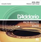 Encordoamento de ACO para Violao EZ920 6 Cordas Medium LIGHT .012-.054 - D"Addario