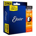 Encordoamento de guitarra Elixir 010 light Pack Leve 3 10218