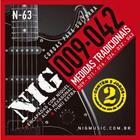 Encordoamento NIG N-63 Guitarra .009 - .046 Pack Com Dois Jogos