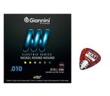 Encordoamento para Guitarra 010 / 046 Tensão média Giannini com Palheta GEEGST