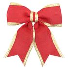 Enfeite Árvore Natal Laço Lacinho Vermelho Dourado Brilhante 2 Peças 14cm