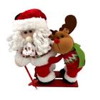 Enfeite Boneco Papai Noel Esquiando com Rena 35cm