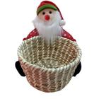 Enfeite Cesta de Palha Decorativa Papai Noel 22cm - Vencedor