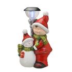 Enfeite com Luz Solar Menino com Boneco de Neve 43cm