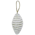 Enfeite De Natal Oval Branco Topo De Arvore Grande 13Cm