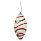 Enfeite De Natal Oval Vermelha/Branco Topo De Arvore 13Cm