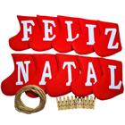 Enfeite De Natal Varal Pregador Meia Com Letras Feliz Natal