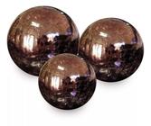Enfeite Decoração trio Bolas Esferas Decorativa Vidro craquelado marrom Wood