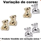 Enfeite decorativo de urso 4x5cm em vidro casal dourado