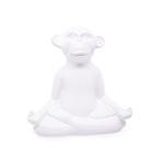Enfeite Decorativo Macaco Yoga Meditação Cerâmica Branco 17 cm F04 - D'Rossi
