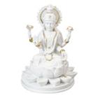 Enfeite Deusa Lakshmi Na Flor De Lótus Branco Resina 15 Cm
