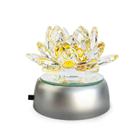 Enfeite Escultura de Vidro Flor de Lotus de 10CM Com Base Espelhada Led RGB Enfeite de Cristal - Lojas Novi