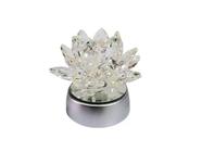 Enfeite Escultura Vidro Flor Lotus 13Cm Base Espelhada Led