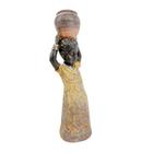 Enfeite Estátua Africana Com Vaso Na Cabeça 25X7X8Cm Resina