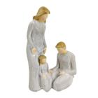 Enfeite Estátua Família Com Filha 17X11X6Cm Cinza Barroco