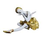 Enfeite Estatueta Bailarina Sentada Dourado Lindos Formosa