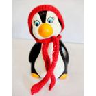 Enfeite Geladeira Pinguim Com Touca Vermelha - Cerâmica