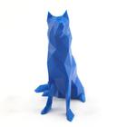 Enfeite Husky Cachorro Geométrico Azul Decoração 3D 10cm