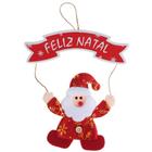 Enfeite Natal Boneco Papai Noel Com Placa Feliz Natal 19cm