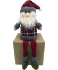 Enfeite Natalino Boneco Papai Noel Pernas Mole Xadrez 45cm - Gici Christmas