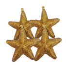 Enfeite Natalino Estrela 7cm Dourado/Ouro c/ 4und Multiart