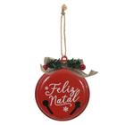 Enfeite natalino guizo feliz natal pendurar vermelho 10cm - Flor Arte