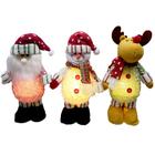 Enfeite Papai Noel / Boneco De Neve / Rena Com Cachecol + Led A Bateria 28Cm - RIO MASTER