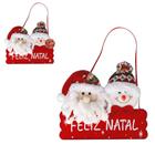 Enfeite Pendurar Placa Feliz Natal Papai Noel/Boneco De Neve - Vai de Tech