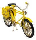 Enfeite Retrô Miniatura Bicicleta Amarela Com Bolsas - 22cm