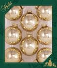 Enfeites de árvore de Natal - 67mm/2.625 "Bolas de vidro de designer de Natal por Krebs - Handmade Seamless Pendecorações de Natal suspensas para árvores - Conjunto de 8 (Ouro fundido brilhante)
