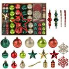 Enfeites de árvore de Natal 78 Pack Decorações de árvore de Natal vermelho e verde ouro bola de Natal à prova de quebra enfeites de árvore suspensa conjunto sortido com ganchos