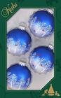 Enfeites de Árvore de Natal - Bolas de Vidro Decoradas de 67mm/2.625" do Natal por Krebs - Decorações de Natal Suspensas Costuradas à Mão para Árvores - Conjunto de 4 (Azul e Prata com Árvores e Cardeais)
