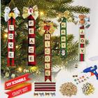Enfeites de Natal CHEERIN DIY - Azulejos de Scrabble para artesanato e etiquetas de nomes de meia - Enfeites de Natal personalizados Decorações de árvores Cartas Jingle Bells Kit Rústico de Natal para Adultos e Crianças