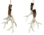 Enfeites de Natal Deer Antler Rustic, conjunto de 2 resinas de 5 cm